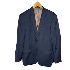 Pronto Moda 44L Blue Plaid Harry 100% Merino Wool Blazer Sport Coat Suit Jacket